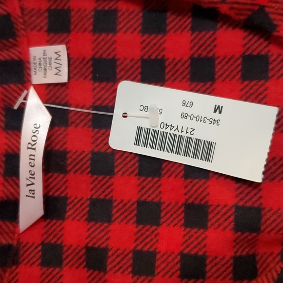 La Vie en Rose Flannel Pajama Set Women's M Checkered (pending) - Picture 2 of 5